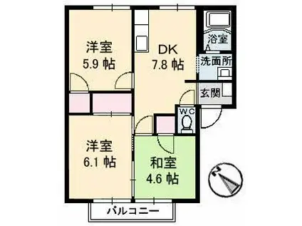 フレグランス春日 A棟(3DK/1階)の間取り写真