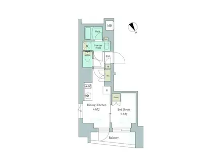 BRILLIA IST 門前仲町(1DK/4階)の間取り写真