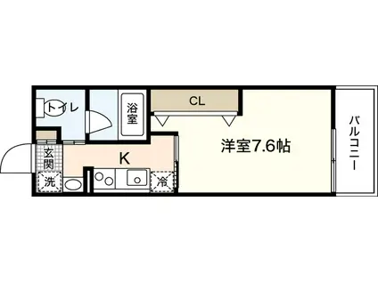 ポルトボヌール山本(1K/2階)の間取り写真