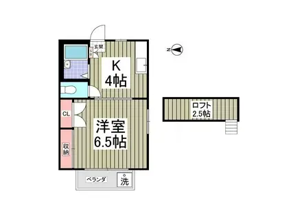 リブレス草加V(1K/2階)の間取り写真