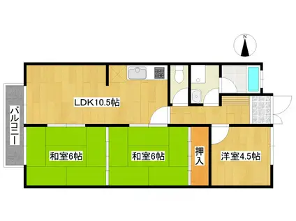 USハイツ(3LDK/2階)の間取り写真