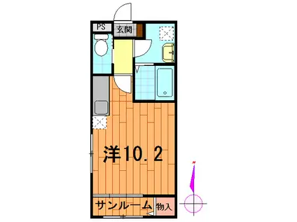 クレールIX(ワンルーム/2階)の間取り写真