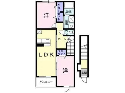 フォルトゥーナB(2LDK/2階)の間取り写真