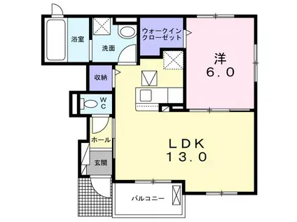 フェリーチェ・ビボI(1LDK/1階)の間取り写真