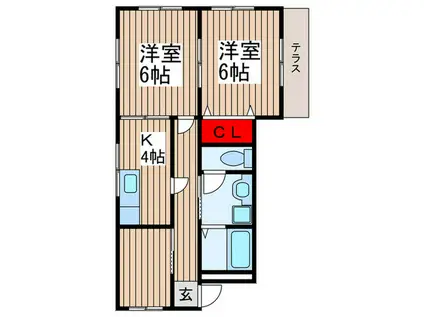 東武伊勢崎線 北越谷駅 徒歩6分 3階建 築36年(2K/3階)の間取り写真