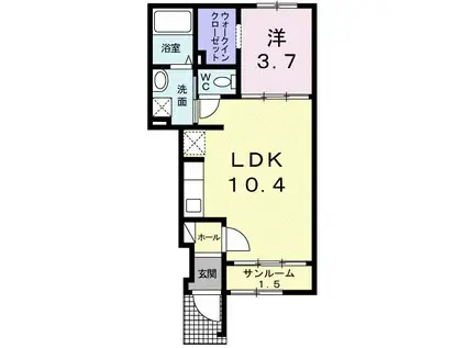 サンフェース潮音(1LDK/1階)の間取り写真
