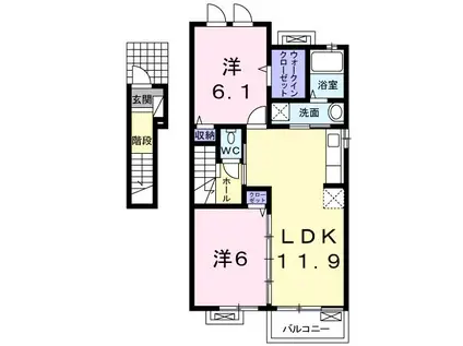 ディエス・リーオ(2LDK/2階)の間取り写真