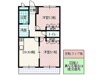 サンプレイスK(2DK/2階)の間取り写真