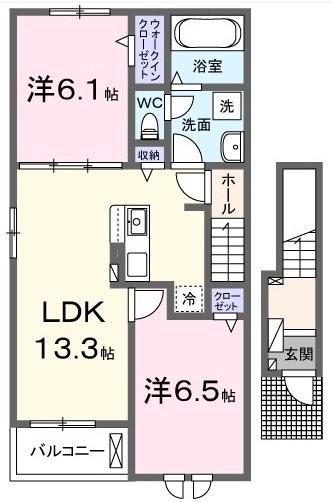 ル・シエル ブルー(2LDK/2階)の間取り写真