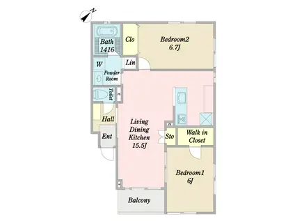 コンフォール横山(2LDK/1階)の間取り写真