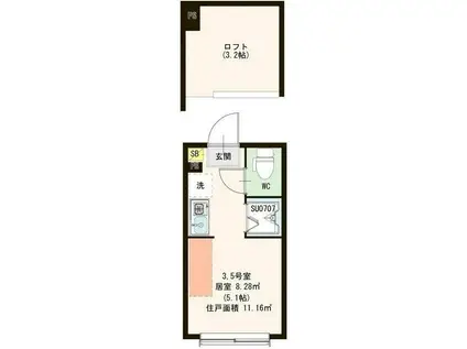 リオーナ上板橋(ワンルーム/2階)の間取り写真