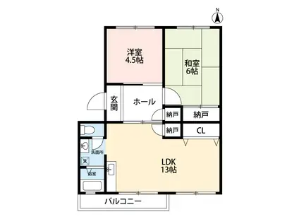 メゾンわかな(2LDK/2階)の間取り写真