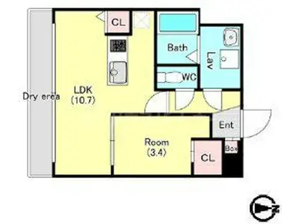 テラスレジデンス津田沼(1LDK/B1階)の間取り写真