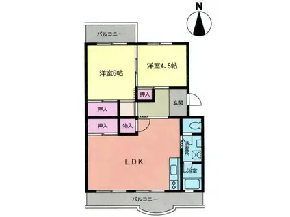 ヒルサイドシティII(2LDK/3階)の間取り写真