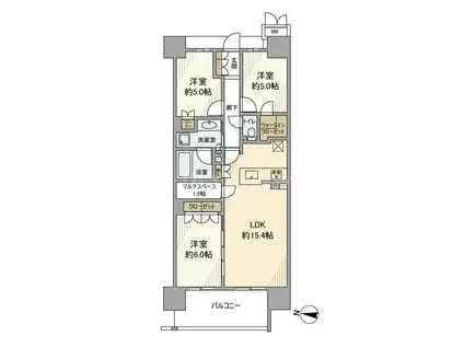 MJR深川住吉(3LDK/14階)の間取り写真