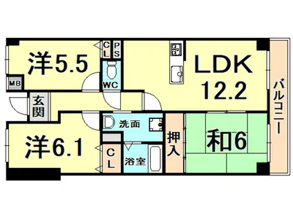 ウエストヒルズI(3LDK/4階)の間取り写真