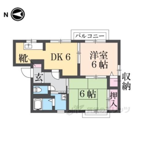 マウントビュー東良(2DK/2階)の間取り写真
