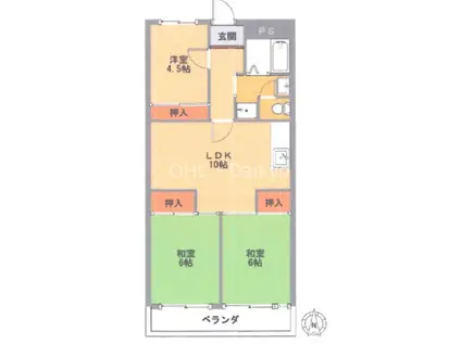 ファンション渋川(3LDK/3階)の間取り写真