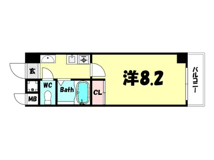 ダイドーメゾン岡本駅前(1K/4階)の間取り写真