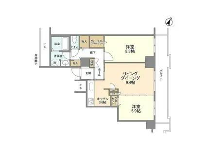 トルナーレ日本橋浜町(2LDK/22階)の間取り写真