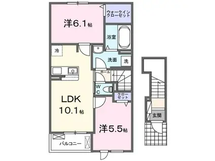 ＪＲ日豊本線 旭ケ丘駅(宮崎) バス乗車時間：6分 最寄りバス停で下車 徒歩2分 2階建 新築(2LDK/2階)の間取り写真
