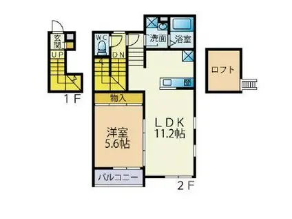 庵 Sレラ西庵(1LDK/2階)の間取り写真
