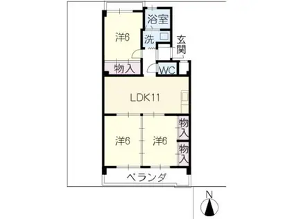 エクセレンスみゆき(3LDK/3階)の間取り写真