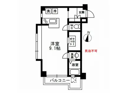 レジディア代々木II 1R V(ワンルーム/3階)の間取り写真