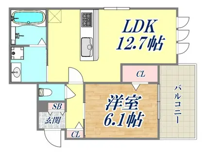 グロワール ヒロ(1LDK/1階)の間取り写真