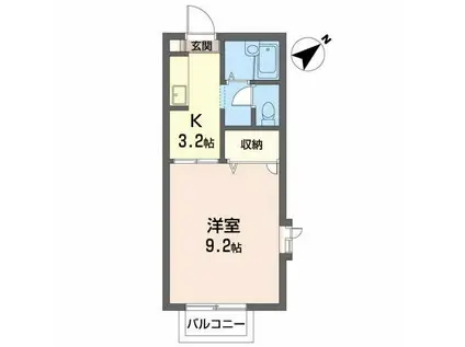 ラ・フォーレ八木山(1K/2階)の間取り写真