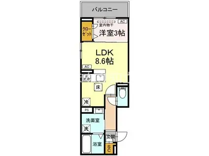 ルナジア(1LDK/1階)の間取り写真
