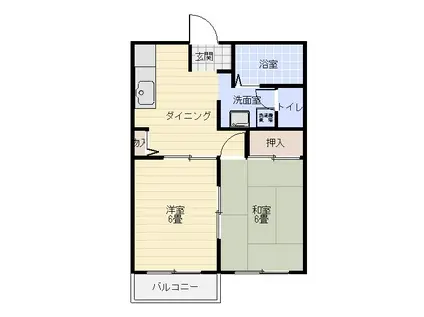 くるみハイツ(2DK/2階)の間取り写真