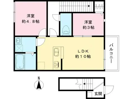 GLORIOSA(1LDK/1階)の間取り写真