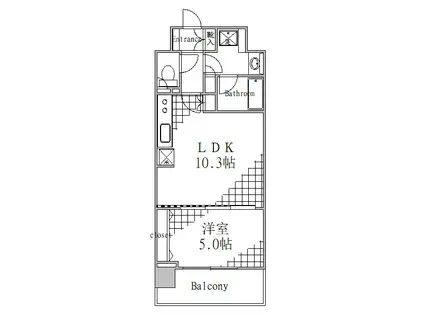 シティインデックス錦糸町(1LDK/6階)の間取り写真