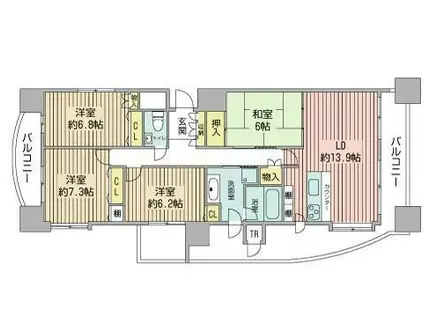 プライムアーバン円山北四条(4LDK/3階)の間取り写真