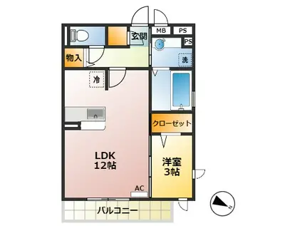 REGALO(1LDK/3階)の間取り写真