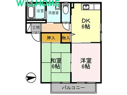 ディアス八重 B棟(2DK/2階)の間取り写真