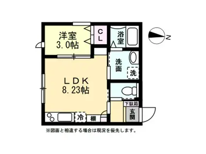CLOVER柳町.I(1LDK/1階)の間取り写真