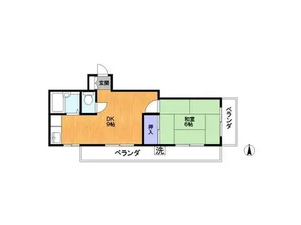 エグゼ渕江(1DK/2階)の間取り写真