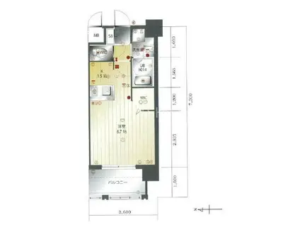 ラファセエスペランサ大濠(ワンルーム/2階)の間取り写真