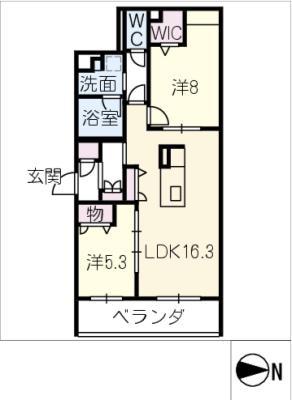 キルシュバオム55(2LDK/2階)の間取り写真