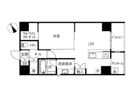 サンシェルマン(1LDK/9階)の間取り写真