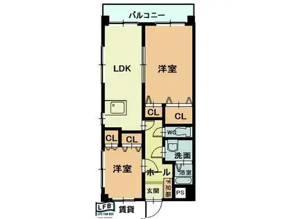 マリアージュ小森江(2LDK/2階)の間取り写真