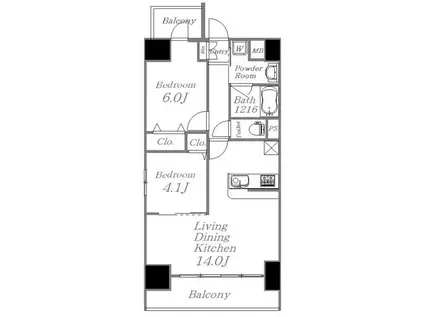 プリマヴェーラ(2LDK/10階)の間取り写真