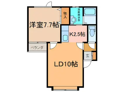 ソルフロール(1LDK/1階)の間取り写真