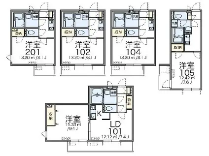 レオネクストサンドリーム(1K/1階)の間取り写真