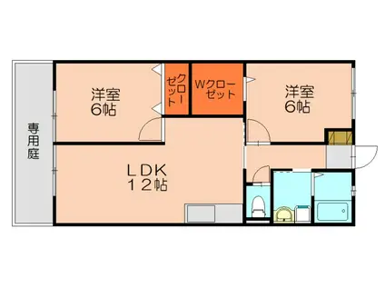 レトア大楠D・E(2LDK/1階)の間取り写真