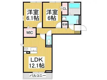 プレ・アジュール(2LDK/1階)の間取り写真