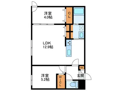 CHIARO SAPPORO キアロサッポロ(2LDK/3階)の間取り写真