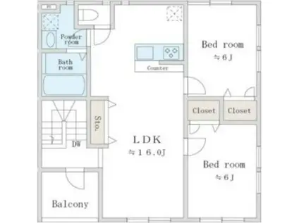 LIMA I(2LDK/2階)の間取り写真